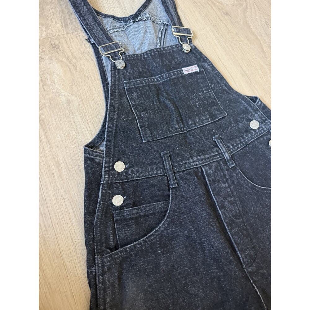 Vintage Guess Denim Overalls Medium Black Carpenter Loop Buttons USA Made 90s - Picture 3 of 12